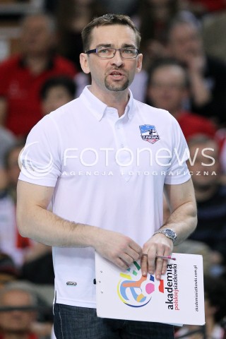  05.04.2014 RZESZOW <br />SIATKOWKA PLUS LIGA 2013/2014 MEN VOLLEYBALL POLAND POLISH PLUSLIGA LEAGUE SEASON 2013/2014 RUNDA PLAY-OFF POLFINAL SEMIFINAL<br />MECZ ASSECO RESOVIA - ZAKSA KEDZIERZYN KOZLE<br />N/Z SEBASTIAN SWIDERSKI TRENER ( HEAD COACH ) SYLWETKA <br /> 