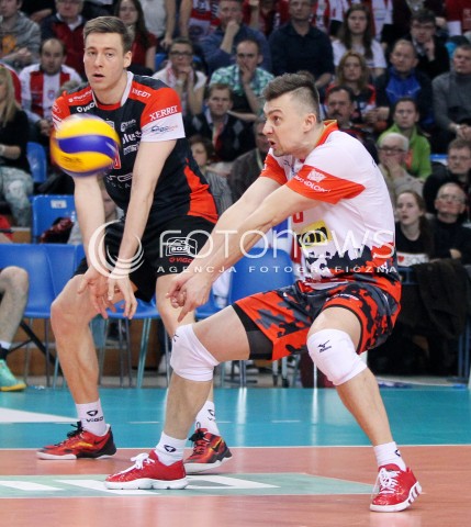  05.04.2014 RZESZOW <br />SIATKOWKA PLUS LIGA 2013/2014 MEN VOLLEYBALL POLAND POLISH PLUSLIGA LEAGUE SEASON 2013/2014 RUNDA PLAY-OFF POLFINAL SEMIFINAL<br />MECZ ASSECO RESOVIA - ZAKSA KEDZIERZYN KOZLE<br />N/Z KRZYSZTOF IGNACZAK JOCHEN SCHOPS <br /> 