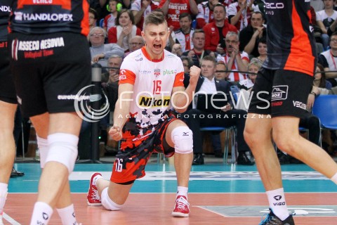  05.04.2014 RZESZOW <br />SIATKOWKA PLUS LIGA 2013/2014 MEN VOLLEYBALL POLAND POLISH PLUSLIGA LEAGUE SEASON 2013/2014 RUNDA PLAY-OFF POLFINAL SEMIFINAL<br />MECZ ASSECO RESOVIA - ZAKSA KEDZIERZYN KOZLE<br />N/Z KRZYSZTOF IGNACZAK RADOSC EMOCJE <br /> 