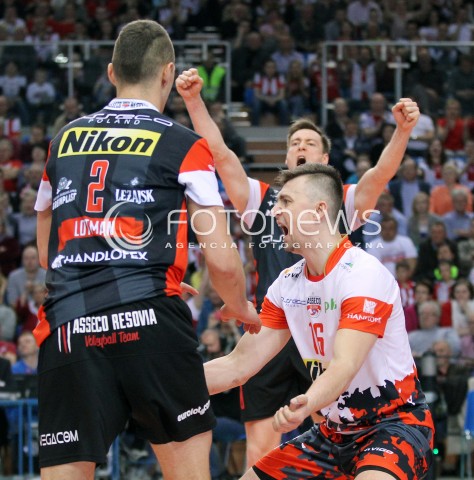  05.04.2014 RZESZOW <br />SIATKOWKA PLUS LIGA 2013/2014 MEN VOLLEYBALL POLAND POLISH PLUSLIGA LEAGUE SEASON 2013/2014 RUNDA PLAY-OFF POLFINAL SEMIFINAL<br />MECZ ASSECO RESOVIA - ZAKSA KEDZIERZYN KOZLE<br />N/Z KRZYSZTOF IGNACZAK RADOSC EMOCJE <br /> 