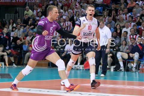  05.04.2014 RZESZOW <br />SIATKOWKA PLUS LIGA 2013/2014 MEN VOLLEYBALL POLAND POLISH PLUSLIGA LEAGUE SEASON 2013/2014 RUNDA PLAY-OFF POLFINAL SEMIFINAL<br />MECZ ASSECO RESOVIA - ZAKSA KEDZIERZYN KOZLE<br />N/Z PIOTR GACEK WOJCIECH FERENS RADOSC EMOCJE SYLWETKA <br /> 