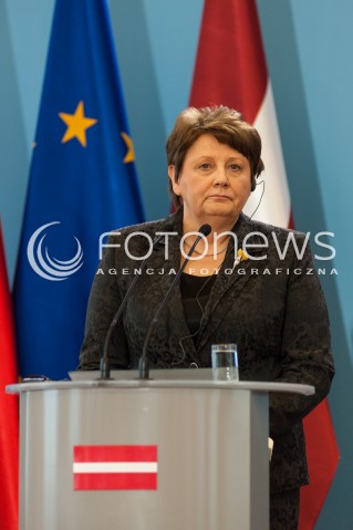  09.04.2014 WARSZAWA<br />KONFERENCJA PRASOWA PREMIERA RP I PREMIERA LOTWY<br />N/Z PREMIER LOTWY LAIMDOTA STRAUJUMA<br /> 