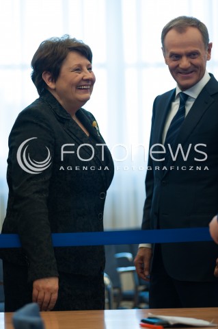  09.04.2014 WARSZAWA<br />KONFERENCJA PRASOWA PREMIERA RP I PREMIERA LOTWY<br />N/Z PREMIER RP DONALD TUSK PREMIER LOTWY LAIMDOTA STRAUJUMA<br /> 