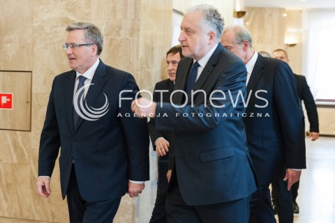  09.04.2014 WARSZAWA<br />WIZYTA PREZYDENTA RP NA ZGROMADZENIU OGOLNYM SEDZIOW TK <br />N/Z PREZYDENT RP BRONISLAW KOMOROWSKI PREZES TK ANDRZEJ RZEPLINSKI<br /> 