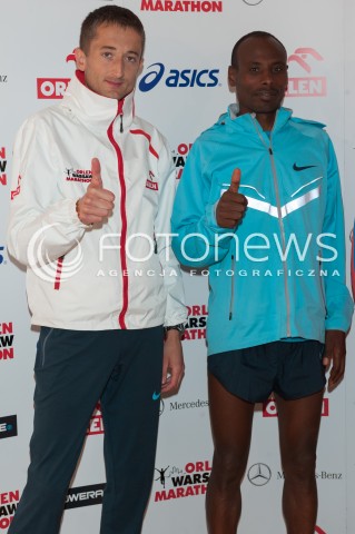  13.04.2014 WARSZAWA <br />ORLEN WARSAW MARATHON KONFERENCJA PRASOWA<br />N/Z HENRYK SZOST TADESSA TOLA<br /> 
