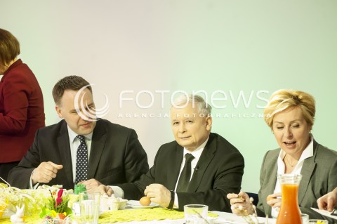  16.04.2014 WARSZAWA MALOWANIE PISANEK PRZEZ CZLONKOW PRAWA I SPRAWIEDLIWOSCI Z UDZIALEM PREZESA PIS JAROSLAWA KACZYNSKIEGO N/Z PREZES PIS JAROSLAW KACZYNSKI POSLANKA ANNA FOTYGA  