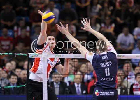  17.04.2014 RZESZOW <br />SIATKOWKA PLUS LIGA 2013/2014 MEN VOLLEYBALL POLAND POLISH PLUSLIGA LEAGUE SEASON 2013/2014 RUNDA PLAY-OFF POLFINAL SEMIFINAL<br />MECZ ASSECO RESOVIA - ZAKSA KEDZIERZYN KOZLE<br />N/Z DAWID KONARSKI <br /> 