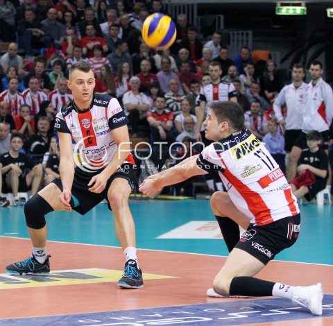  17.04.2014 RZESZOW <br />SIATKOWKA PLUS LIGA 2013/2014 MEN VOLLEYBALL POLAND POLISH PLUSLIGA LEAGUE SEASON 2013/2014 RUNDA PLAY-OFF POLFINAL SEMIFINAL<br />MECZ ASSECO RESOVIA - ZAKSA KEDZIERZYN KOZLE<br />N/Z PAUL LOTMAN NIKOLAY PENCHEV PENCZEV <br /> 