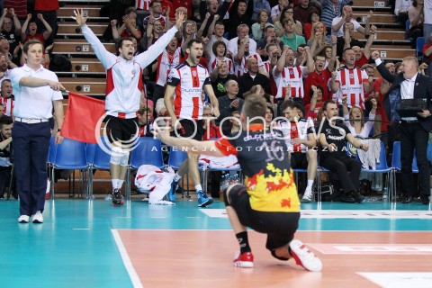  17.04.2014 RZESZOW <br />SIATKOWKA PLUS LIGA 2013/2014 MEN VOLLEYBALL POLAND POLISH PLUSLIGA LEAGUE SEASON 2013/2014 RUNDA PLAY-OFF POLFINAL SEMIFINAL<br />MECZ ASSECO RESOVIA - ZAKSA KEDZIERZYN KOZLE<br />N/Z KRZYSZTOF IGNACZAK FABIAN DRZYZGA GRZEGORZ KOSOK KIBICE RADOSC EMOCJE <br /> 