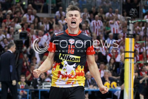  17.04.2014 RZESZOW <br />SIATKOWKA PLUS LIGA 2013/2014 MEN VOLLEYBALL POLAND POLISH PLUSLIGA LEAGUE SEASON 2013/2014 RUNDA PLAY-OFF POLFINAL SEMIFINAL<br />MECZ ASSECO RESOVIA - ZAKSA KEDZIERZYN KOZLE<br />N/Z KRZYSZTOF IGNACZAK RADOSC EMOCJE SYLWETKA <br /> 