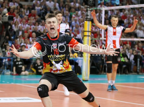  17.04.2014 RZESZOW <br />SIATKOWKA PLUS LIGA 2013/2014 MEN VOLLEYBALL POLAND POLISH PLUSLIGA LEAGUE SEASON 2013/2014 RUNDA PLAY-OFF POLFINAL SEMIFINAL<br />MECZ ASSECO RESOVIA - ZAKSA KEDZIERZYN KOZLE<br />N/Z KRZYSZTOF IGNACZAK RADOSC EMOCJE SYLWETKA <br /> 