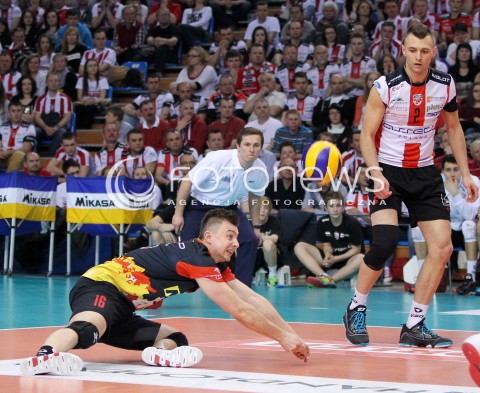  17.04.2014 RZESZOW <br />SIATKOWKA PLUS LIGA 2013/2014 MEN VOLLEYBALL POLAND POLISH PLUSLIGA LEAGUE SEASON 2013/2014 RUNDA PLAY-OFF POLFINAL SEMIFINAL<br />MECZ ASSECO RESOVIA - ZAKSA KEDZIERZYN KOZLE<br />N/Z DAWID KONARSKI PAUL LOTMAN <br /> 