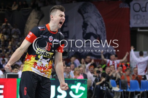  17.04.2014 RZESZOW <br />SIATKOWKA PLUS LIGA 2013/2014 MEN VOLLEYBALL POLAND POLISH PLUSLIGA LEAGUE SEASON 2013/2014 RUNDA PLAY-OFF POLFINAL SEMIFINAL<br />MECZ ASSECO RESOVIA - ZAKSA KEDZIERZYN KOZLE<br />N/Z KRZYSZTOF IGNACZAK RADOSC EMOCJE SYLWETKA <br /> 