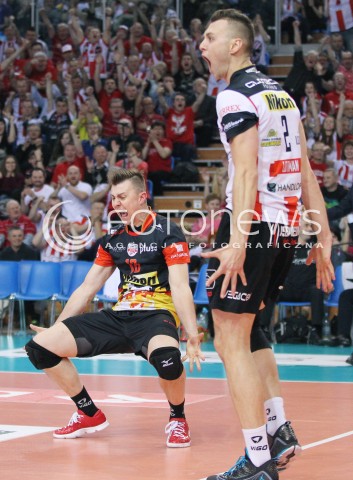  17.04.2014 RZESZOW <br />SIATKOWKA PLUS LIGA 2013/2014 MEN VOLLEYBALL POLAND POLISH PLUSLIGA LEAGUE SEASON 2013/2014 RUNDA PLAY-OFF POLFINAL SEMIFINAL<br />MECZ ASSECO RESOVIA - ZAKSA KEDZIERZYN KOZLE<br />N/Z KRZYSZTOF IGNACZAK RADOSC EMOCJE <br /> 
