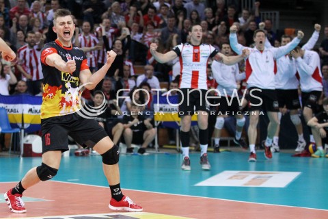  17.04.2014 RZESZOW <br />SIATKOWKA PLUS LIGA 2013/2014 MEN VOLLEYBALL POLAND POLISH PLUSLIGA LEAGUE SEASON 2013/2014 RUNDA PLAY-OFF POLFINAL SEMIFINAL<br />MECZ ASSECO RESOVIA - ZAKSA KEDZIERZYN KOZLE<br />N/Z KRZYSZTOF IGNACZAK RADOSC EMOCJE SYLWETKA <br /> 