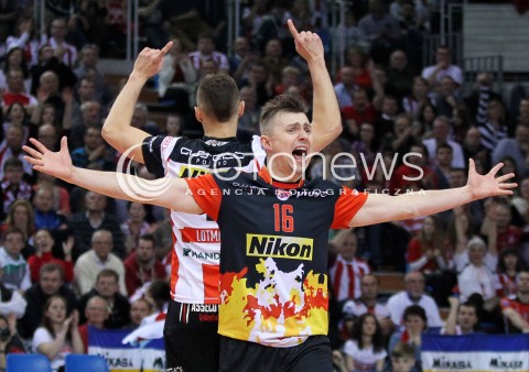  17.04.2014 RZESZOW <br />SIATKOWKA PLUS LIGA 2013/2014 MEN VOLLEYBALL POLAND POLISH PLUSLIGA LEAGUE SEASON 2013/2014 RUNDA PLAY-OFF POLFINAL SEMIFINAL<br />MECZ ASSECO RESOVIA - ZAKSA KEDZIERZYN KOZLE<br />N/Z KRZYSZTOF IGNACZAK RADOSC EMOCJE SYLWETKA <br /> 