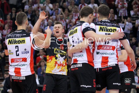  17.04.2014 RZESZOW <br />SIATKOWKA PLUS LIGA 2013/2014 MEN VOLLEYBALL POLAND POLISH PLUSLIGA LEAGUE SEASON 2013/2014 RUNDA PLAY-OFF POLFINAL SEMIFINAL<br />MECZ ASSECO RESOVIA - ZAKSA KEDZIERZYN KOZLE<br />N/Z KRZYSZTOF IGNACZAK RADOSC EMOCJE <br /> 