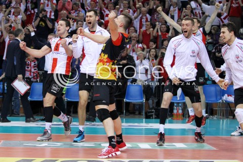  17.04.2014 RZESZOW <br />SIATKOWKA PLUS LIGA 2013/2014 MEN VOLLEYBALL POLAND POLISH PLUSLIGA LEAGUE SEASON 2013/2014 RUNDA PLAY-OFF POLFINAL SEMIFINAL<br />MECZ ASSECO RESOVIA - ZAKSA KEDZIERZYN KOZLE<br />N/Z LUKASZ PERLOWSKI MICHAL FILIP GRZEGORZ KOSOK KRZYSZTOF IGNACZAK RADOSC EMOCJE<br /> 