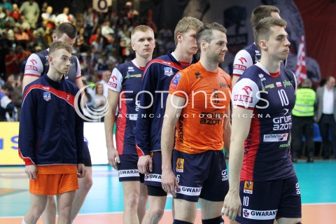  17.04.2014 RZESZOW <br />SIATKOWKA PLUS LIGA 2013/2014 MEN VOLLEYBALL POLAND POLISH PLUSLIGA LEAGUE SEASON 2013/2014 RUNDA PLAY-OFF POLFINAL SEMIFINAL<br />MECZ ASSECO RESOVIA - ZAKSA KEDZIERZYN KOZLE<br />N/Z WOJCIECH FERENS DAN LEWIS PAWEL ZAGUMNY SMUTEK PORAZKA PRZEGRANA EMOCJE<br /> 