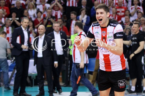  17.04.2014 RZESZOW <br />SIATKOWKA PLUS LIGA 2013/2014 MEN VOLLEYBALL POLAND POLISH PLUSLIGA LEAGUE SEASON 2013/2014 RUNDA PLAY-OFF POLFINAL SEMIFINAL<br />MECZ ASSECO RESOVIA - ZAKSA KEDZIERZYN KOZLE<br />N/Z NIKOLAY PENCHEV PENCZEV RADOSC EMOCJE <br /> 