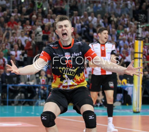  17.04.2014 RZESZOW <br />SIATKOWKA PLUS LIGA 2013/2014 MEN VOLLEYBALL POLAND POLISH PLUSLIGA LEAGUE SEASON 2013/2014 RUNDA PLAY-OFF POLFINAL SEMIFINAL<br />MECZ ASSECO RESOVIA - ZAKSA KEDZIERZYN KOZLE<br />N/Z KRZYSZTOF IGNACZAK RADOSC EMOCJE SYLWETKA <br /> 
