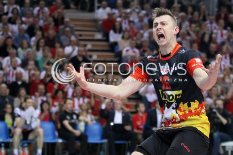  17.04.2014 RZESZOW <br />SIATKOWKA PLUS LIGA 2013/2014 MEN VOLLEYBALL POLAND POLISH PLUSLIGA LEAGUE SEASON 2013/2014 RUNDA PLAY-OFF POLFINAL SEMIFINAL<br />MECZ ASSECO RESOVIA - ZAKSA KEDZIERZYN KOZLE<br />N/Z KRZYSZTOF IGNACZAK RADOSC EMOCJE SYLWETKA <br /> 