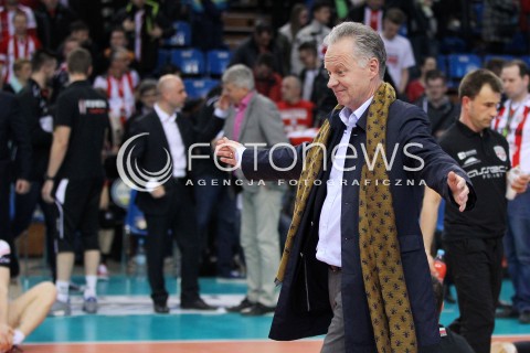  17.04.2014 RZESZOW <br />SIATKOWKA PLUS LIGA 2013/2014 MEN VOLLEYBALL POLAND POLISH PLUSLIGA LEAGUE SEASON 2013/2014 RUNDA PLAY-OFF POLFINAL SEMIFINAL<br />MECZ ASSECO RESOVIA - ZAKSA KEDZIERZYN KOZLE<br />N/Z ADAM GORAL - PREZES ASSECO POLAND<br />RADOSC EMOCJE AWANS DO FINALU ZWYCIESTWO WYGRANA<br /> 