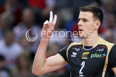  22.04.2014 RZESZOW <br />SIATKOWKA PLUS LIGA 2013/2014 MEN VOLLEYBALL POLAND POLISH PLUSLIGA LEAGUE SEASON 2013/2014 RUNDA PLAY-OFF FINAL - 1. MECZ<br />MECZ ASSECO RESOVIA - PGE SKRA BELCHATOW<br />N/Z MARIUSZ WLAZLY SYLWETKA <br /> 
