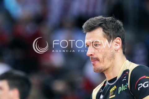  22.04.2014 RZESZOW <br />SIATKOWKA PLUS LIGA 2013/2014 MEN VOLLEYBALL POLAND POLISH PLUSLIGA LEAGUE SEASON 2013/2014 RUNDA PLAY-OFF FINAL - 1. MECZ<br />MECZ ASSECO RESOVIA - PGE SKRA BELCHATOW<br />N/Z DANIEL PLINSKI SYLWETKA <br /> 