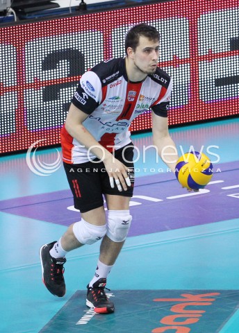  22.04.2014 RZESZOW <br />SIATKOWKA PLUS LIGA 2013/2014 MEN VOLLEYBALL POLAND POLISH PLUSLIGA LEAGUE SEASON 2013/2014 RUNDA PLAY-OFF FINAL - 1. MECZ<br />MECZ ASSECO RESOVIA - PGE SKRA BELCHATOW<br />N/Z FABIAN DRZYZGA SYLWETKA <br /> 