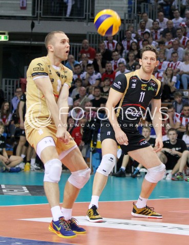  22.04.2014 RZESZOW <br />SIATKOWKA PLUS LIGA 2013/2014 MEN VOLLEYBALL POLAND POLISH PLUSLIGA LEAGUE SEASON 2013/2014 RUNDA PLAY-OFF FINAL - 1. MECZ<br />MECZ ASSECO RESOVIA - PGE SKRA BELCHATOW<br />N/Z PAWEL ZATORSKI STEPHANE ANTIGA <br /> 