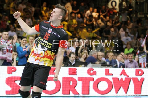  22.04.2014 RZESZOW <br />SIATKOWKA PLUS LIGA 2013/2014 MEN VOLLEYBALL POLAND POLISH PLUSLIGA LEAGUE SEASON 2013/2014 RUNDA PLAY-OFF FINAL - 1. MECZ<br />MECZ ASSECO RESOVIA - PGE SKRA BELCHATOW<br />N/Z KRZYSZTOF IGNACZAK RADOSC EMOCJE SYLWETKA PRZEGLAD SPORTOWY REKLAMA BANER<br /> 