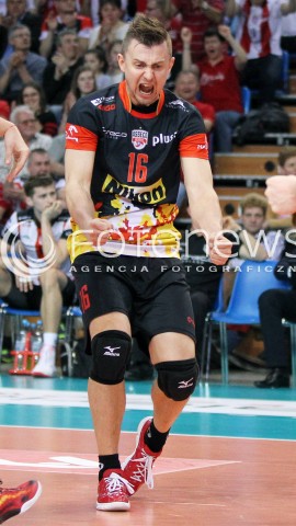  22.04.2014 RZESZOW <br />SIATKOWKA PLUS LIGA 2013/2014 MEN VOLLEYBALL POLAND POLISH PLUSLIGA LEAGUE SEASON 2013/2014 RUNDA PLAY-OFF FINAL - 1. MECZ<br />MECZ ASSECO RESOVIA - PGE SKRA BELCHATOW<br />N/Z KRZYSZTOF IGNACZAK SYLWETKA RADOSC EMOCJE <br /> 