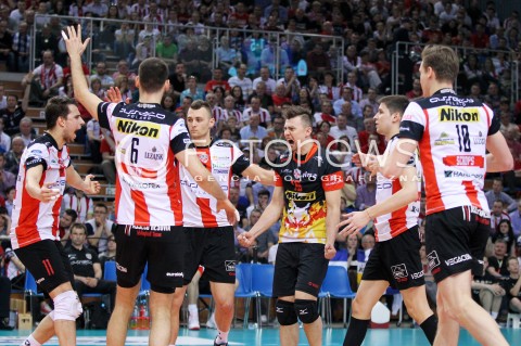  22.04.2014 RZESZOW <br />SIATKOWKA PLUS LIGA 2013/2014 MEN VOLLEYBALL POLAND POLISH PLUSLIGA LEAGUE SEASON 2013/2014 RUNDA PLAY-OFF FINAL - 1. MECZ<br />MECZ ASSECO RESOVIA - PGE SKRA BELCHATOW<br />N/Z KRZYSZTOF IGNACZAK PAUL LOTMAN FABIAN DRZYZGA RADOSC EMOCJE <br /> 
