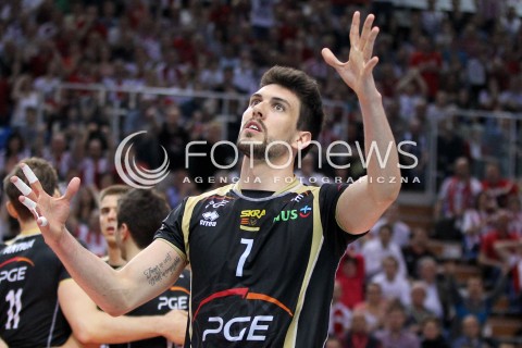  22.04.2014 RZESZOW <br />SIATKOWKA PLUS LIGA 2013/2014 MEN VOLLEYBALL POLAND POLISH PLUSLIGA LEAGUE SEASON 2013/2014 RUNDA PLAY-OFF FINAL - 1. MECZ<br />MECZ ASSECO RESOVIA - PGE SKRA BELCHATOW<br />N/Z FACUNDO CONTE SYLWETKA ZLOSC EMOCJE<br /> 