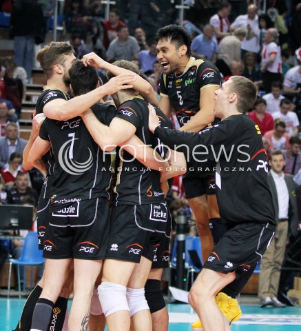  22.04.2014 RZESZOW <br />SIATKOWKA PLUS LIGA 2013/2014 MEN VOLLEYBALL POLAND POLISH PLUSLIGA LEAGUE SEASON 2013/2014 RUNDA PLAY-OFF FINAL - 1. MECZ<br />MECZ ASSECO RESOVIA - PGE SKRA BELCHATOW<br />N/Z SAMUEL TUIA RADOSC EMOCJE ZWYCIESTWO WYGRANA<br /> 