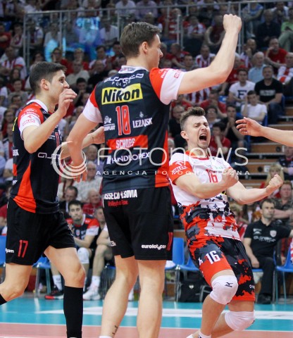  23.04.2014 RZESZOW <br />SIATKOWKA PLUS LIGA 2013/2014 MEN VOLLEYBALL POLAND POLISH PLUSLIGA LEAGUE SEASON 2013/2014 RUNDA PLAY-OFF FINAL - 2. MECZ<br />MECZ ASSECO RESOVIA - PGE SKRA BELCHATOW<br />N/Z KRZYSZTOF IGNACZAK RADOSC EMOCJE NIKOLAY PENCHEV PENCZEV <br /> 