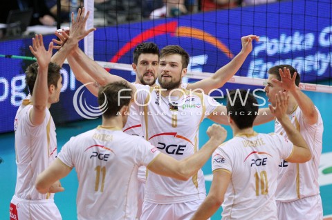  23.04.2014 RZESZOW <br />SIATKOWKA PLUS LIGA 2013/2014 MEN VOLLEYBALL POLAND POLISH PLUSLIGA LEAGUE SEASON 2013/2014 RUNDA PLAY-OFF FINAL - 2. MECZ<br />MECZ ASSECO RESOVIA - PGE SKRA BELCHATOW<br />N/Z ANDRZEJ WRONA FACUNDO CONTE RADOSC EMOCJE <br /> 
