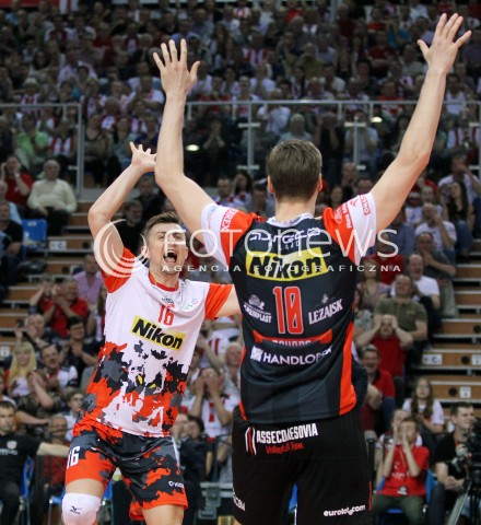  23.04.2014 RZESZOW <br />SIATKOWKA PLUS LIGA 2013/2014 MEN VOLLEYBALL POLAND POLISH PLUSLIGA LEAGUE SEASON 2013/2014 RUNDA PLAY-OFF FINAL - 2. MECZ<br />MECZ ASSECO RESOVIA - PGE SKRA BELCHATOW<br />N/Z KRZYSZTOF IGNACZAK RADOSC EMOCJE <br /> 