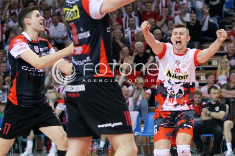  23.04.2014 RZESZOW <br />SIATKOWKA PLUS LIGA 2013/2014 MEN VOLLEYBALL POLAND POLISH PLUSLIGA LEAGUE SEASON 2013/2014 RUNDA PLAY-OFF FINAL - 2. MECZ<br />MECZ ASSECO RESOVIA - PGE SKRA BELCHATOW<br />N/Z KRZYSZTOF IGNACZAK NIKOLAY PENCHEV PENCZEV RADOSC EMOCJE <br /> 