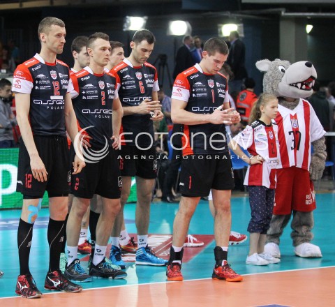  23.04.2014 RZESZOW <br />SIATKOWKA PLUS LIGA 2013/2014 MEN VOLLEYBALL POLAND POLISH PLUSLIGA LEAGUE SEASON 2013/2014 RUNDA PLAY-OFF FINAL - 2. MECZ<br />MECZ ASSECO RESOVIA - PGE SKRA BELCHATOW<br />N/Z LUKASZ PERLOWSKI PAUL LOTMAN GRZEGORZ KOSOK DAWID KONARSKI SMUTEK ZLOSC PORAZKA PRZEGRANA<br /> 