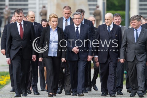  24.04.2014 LODZ WIZYTA PARY PREZYDENCKIEJ W LODZI Z OKAZJI 100 URODZIN JANA KARSKIEGO N/Z PREZYDENT BRONISLAW KOMOROWSKI HANNA ZDANOWSKA JERZY KROPIWNICKI  