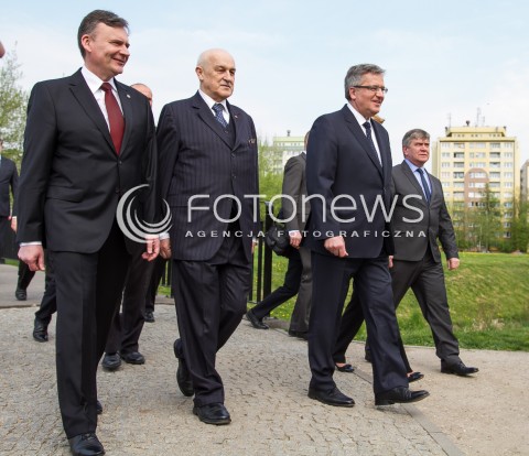  24.04.2014 LODZ WIZYTA PARY PREZYDENCKIEJ W LODZI Z OKAZJI 100 URODZIN JANA KARSKIEGO N/Z PREZYDENT BRONISLAW KOMOROWSKI HANNA ZDANOWSKA JERZY KROPIWNICKI  