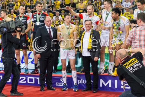  27.04.2014 BELCHATOW<br /><br />SIATKOWKA PLUS LIGA 2013/2014 MEN VOLLEYBALL POLAND POLISH PLUSLIGA LEAGUE SEASON 2013/2014 RUNDA PLAY-OFF FINAL - MECZ NR 3<br /><br />MECZ PGE SKRA BELCHATOW - ASSECO RESOVIA<br /><br />N/Z MARIUSZ WLAZLY WYGRANA ZWYCIESTWO RADOSC EMOCJE PUCHAR - PGE SKRA BELCHATOW - MISTRZ POLSKI 2014<br /><br /> 