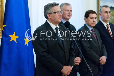  30.04.2014 WARSZAWA <br />UROCZYSTOSC POWOLANIA PIERWSZEGO PREZESA SADU NAJWYZSZEGO W BELWEDERZE<br />N/Z PREZYDENT RP BRONISLAW KOMOROWSKI    <br /> 