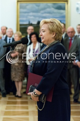  30.04.2014 WARSZAWA <br />UROCZYSTOSC POWOLANIA PIERWSZEGO PREZESA SADU NAJWYZSZEGO W BELWEDERZE<br />N/Z PREZES SN MALGORZATA GERSDORF  <br /> 