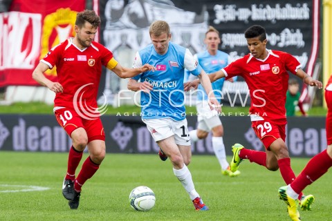  04.05.2014 LODZ <br />
PILKA NOZNA POLSKA POLISH T-MOBILE EKSTRAKLASA GRUPA SPADKOWA SEZON SEASON 2013/2014 FOOTBALL WIDZEW LODZ - CRACOVIA KRAKOW<br />
N/Z DAWID NOWAK MATEUSZ CETNARSKI ALEX BRUNO<br />
 