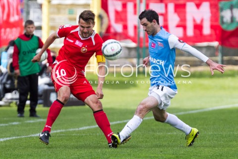  04.05.2014 LODZ <br />
PILKA NOZNA POLSKA POLISH T-MOBILE EKSTRAKLASA GRUPA SPADKOWA SEZON SEASON 2013/2014 FOOTBALL WIDZEW LODZ - CRACOVIA KRAKOW<br />
N/Z MATEUSZ CETNARSKI SLAWOMIR SZELIGA<br />
 