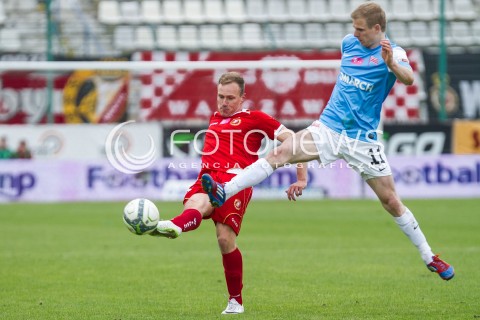  04.05.2014 LODZ <br />
PILKA NOZNA POLSKA POLISH T-MOBILE EKSTRAKLASA GRUPA SPADKOWA SEZON SEASON 2013/2014 FOOTBALL WIDZEW LODZ - CRACOVIA KRAKOW<br />
N/Z DAWID NOWAK ALEKSEJS VISNIAKOVS<br />
 