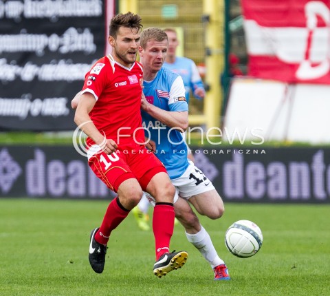  04.05.2014 LODZ <br />
PILKA NOZNA POLSKA POLISH T-MOBILE EKSTRAKLASA GRUPA SPADKOWA SEZON SEASON 2013/2014 FOOTBALL WIDZEW LODZ - CRACOVIA KRAKOW<br />
N/Z MATEUSZ CETNARSKI DAWID NOWAK<br />
 